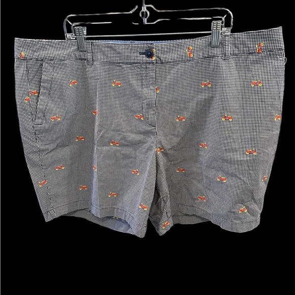 Talbot’s Women’s Weekend Chino Short Navy Gingham w/Embroidered Mopeds Sz 20W - Picture 8 of 8